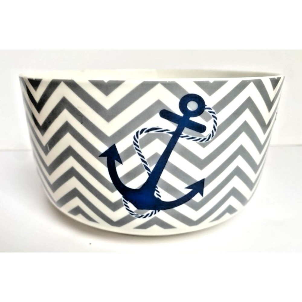 Let's Cook Nautical Anchor Beach Serving Bowl Porcelain 6.5"W X 3.5"H Decor